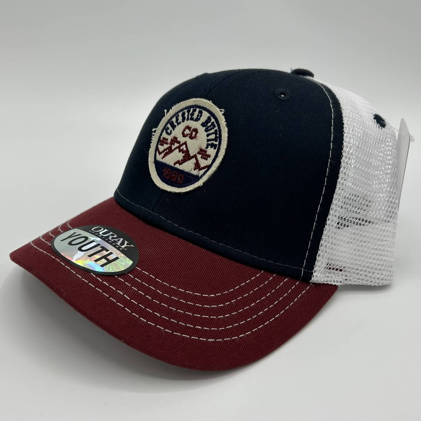 Crested Butte Youth Trucker Hat- Navy/Red